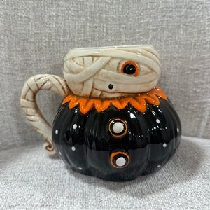 Johanna Parker Zombie Mummy Pumpkin Vintage Halloween Ceramic Mug Brand New